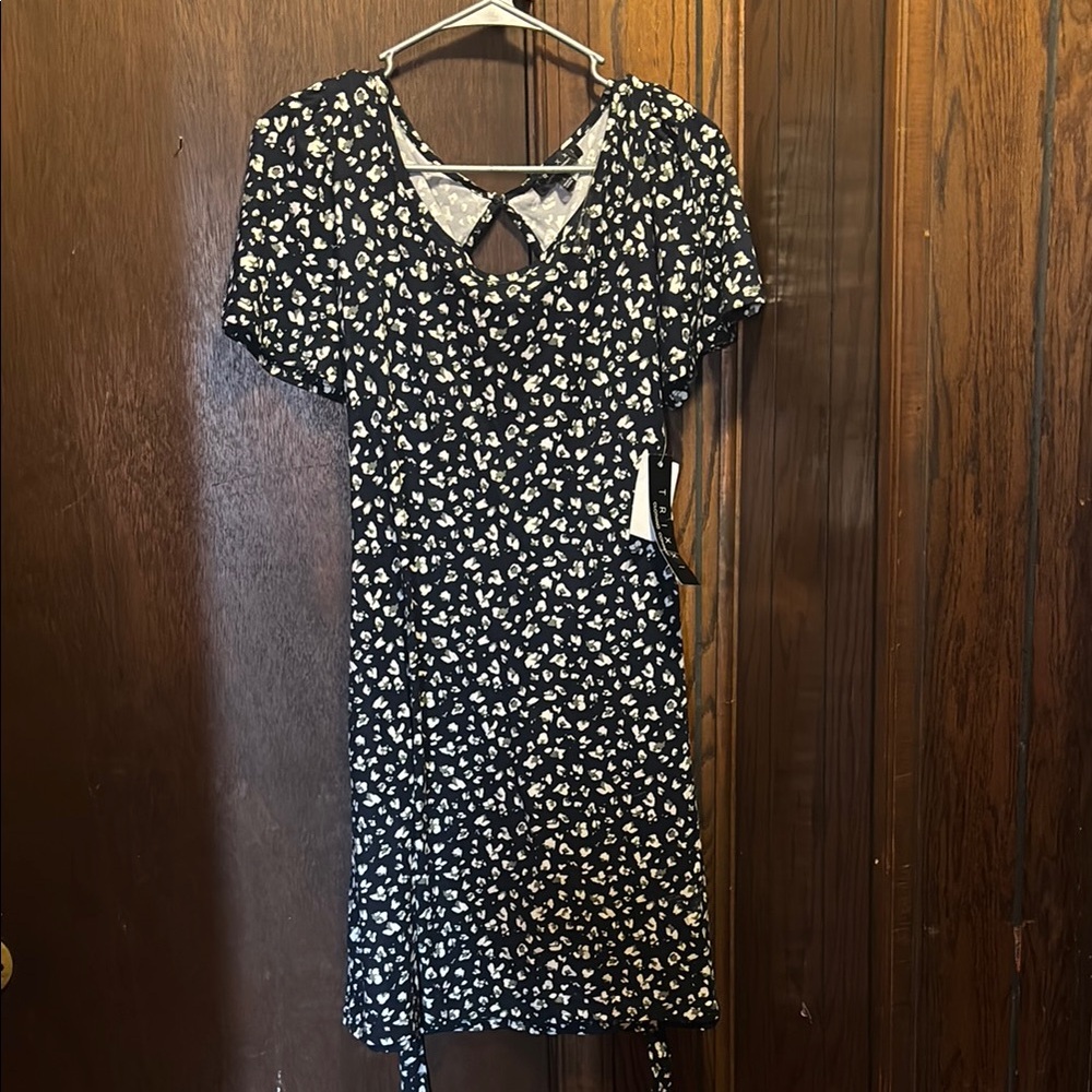 Floral Black and White Dress